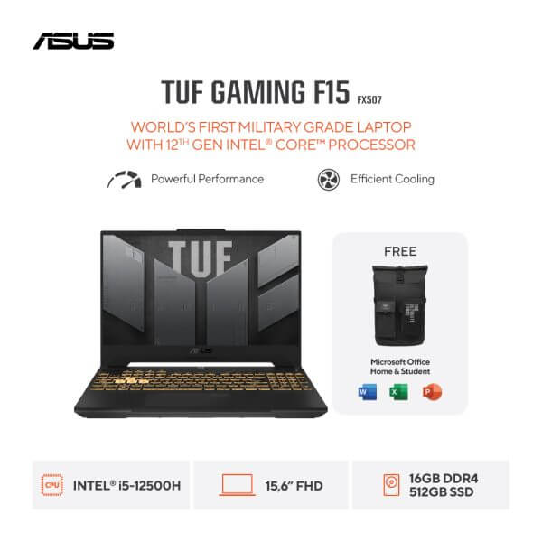 Asus TUF Gaming F15 FX507ZC4-I535B6M-O [i5-12500H|RTX 3050|RAM 16GB|SSD 512GB|Win11|OHS21]