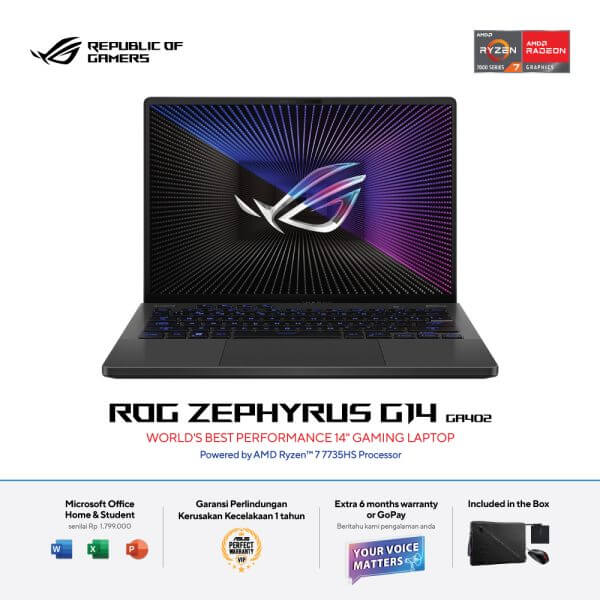 Asus ROG Zephyrus G14 GA402NU-R745G6G-O [R7-7735HS|RTX 4050|RAM 16GB|SSD 512GB|Win11|OHS21]
