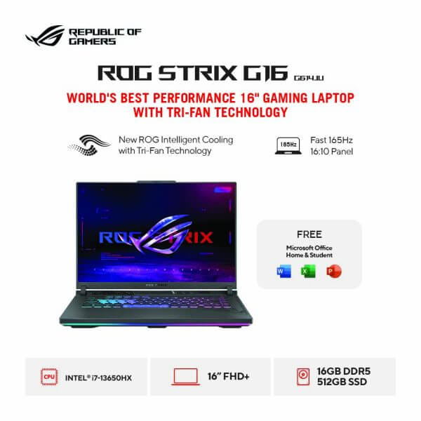 Asus ROG Strix G16 G614JU-I745JLG-O [i7-13650HX|RTX 4050|RAM 16GB|SSD 512GB|Win11|OHS21]
