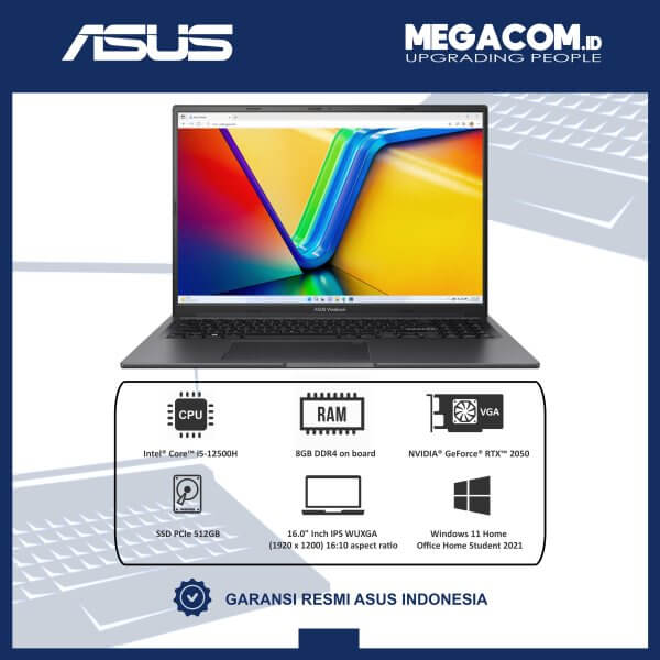 Asus Vivobook 16X K3605ZF-VIPS551 [i5-12500H|RTX 2050|RAM 8GB|SSD 512GB|Win11|OHS21]