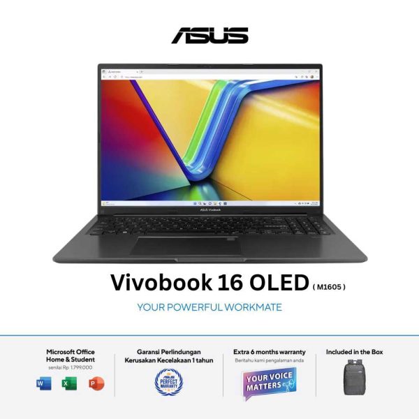 Asus Vivobook 16 OLED M1605NAQ-OLED5151M [AMD Ryzen 5 150|RAM 16GB|SSD 512GB|Win11|OHS24+365|Black]