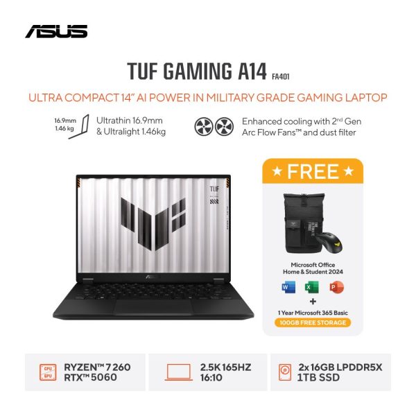 Asus TUF Gaming A14 FA401UM-R7N56G6G-HM [AMD Ryzen 7 260|RTX 5060|RAM 32GB|SSD 1TB|Win11|OHS24+365]