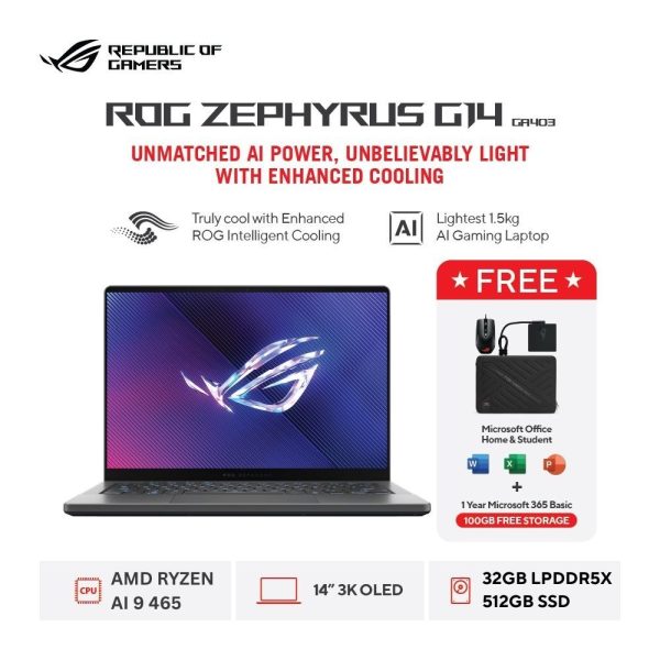 Asus ROG Zephyrus G14 GA403GM-R9N56OL5G-HM [AMD Ryzen AI 9 465|RTX 5060|RAM 32GB|SSD 512GB|Win11|OHS24+365]